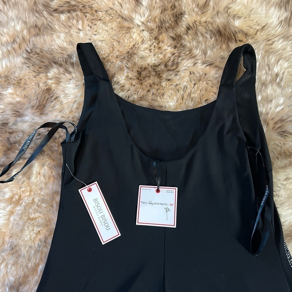 NWT Bisou Bisou Size 8 Black Tank Mini Dress with intricately designed sparkle - Picture 5 of 8